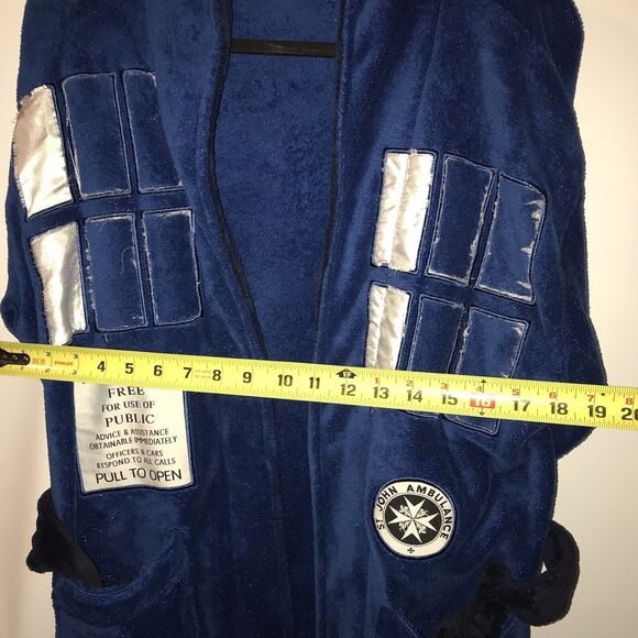 Doctor Who Tardis Bath Robe Blue Size Small BBC *flaws Read* Belt‎ Tie Replaced - Picture 11 of 14